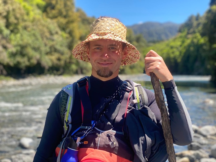 Sam Ludden in the the Ruamahanga River